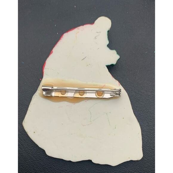 Vintage Christmas Santa Sparkly Ceramic Brooch - Picture 4 of 4